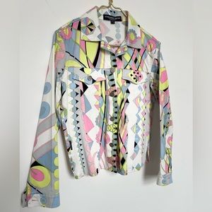 RARE Vintage 1990s Averardo Bessi Button Down Shirt Jacket Pucci Print Size 8